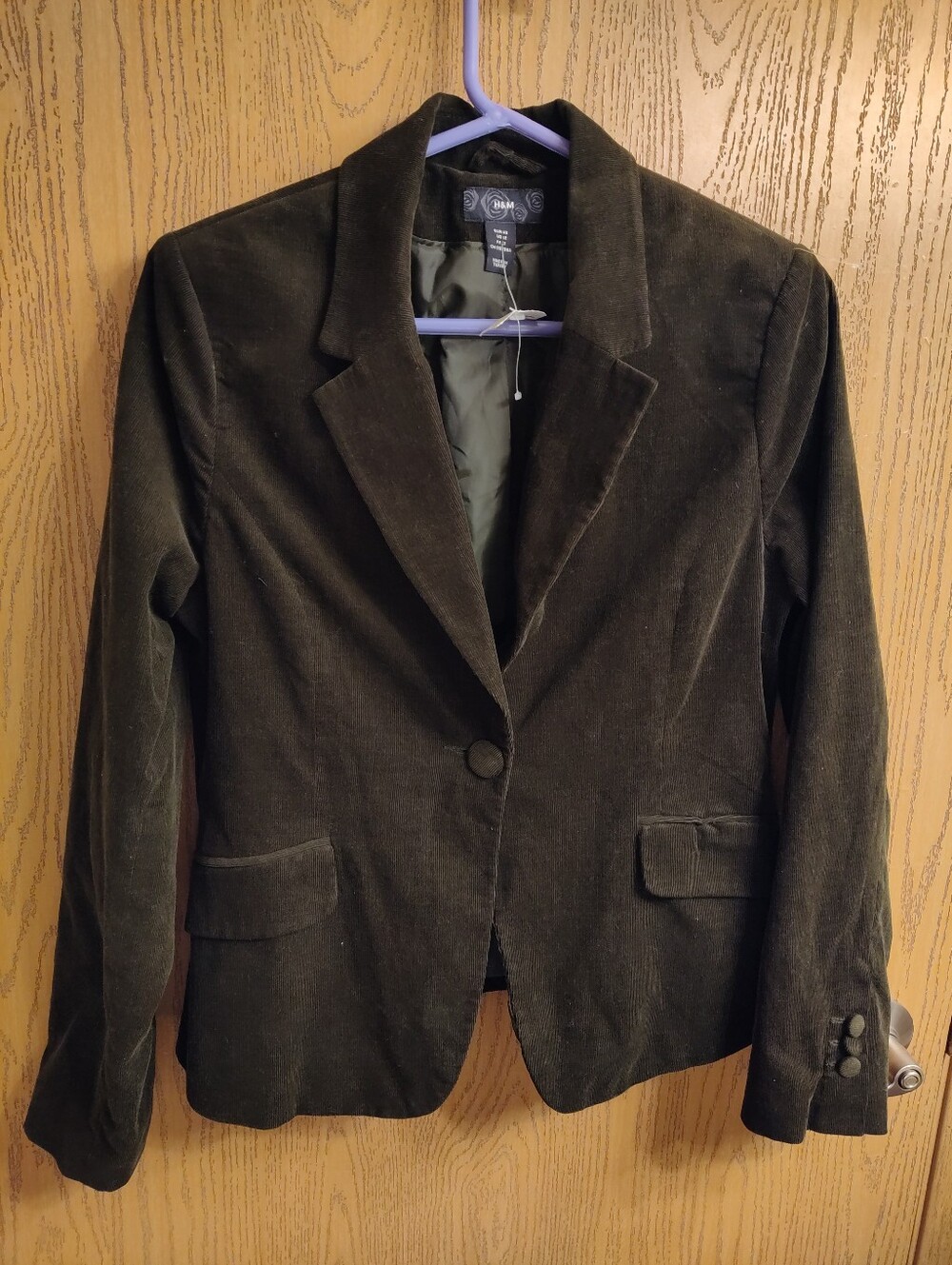 H&M Olive Corduroy Single-Button Blazer